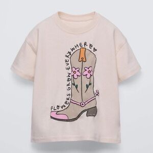Zara Kids Girl Cowgirl Flowers Grow Everywhere Tshirt 6y NWT